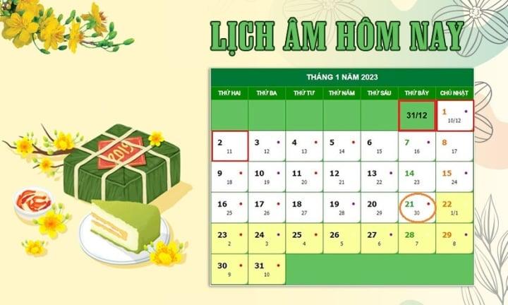 Lịch âm 21/1 - tra cứu lịch âm hôm nay thứ 7 ngày 21/1/2023 - 1