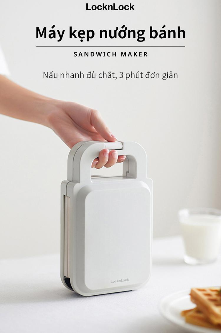 Máy kẹp nướng bánh locknlock ejb126ivy làm nóng 2 mặt