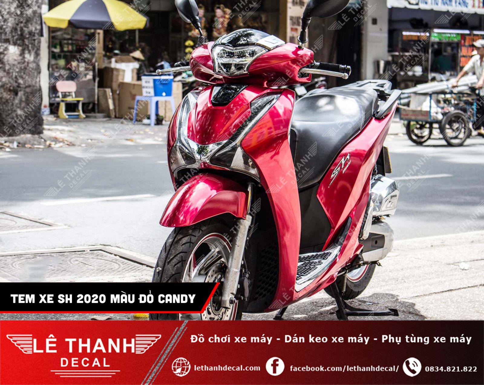 Tem xe SH 2020 màu đỏ candy